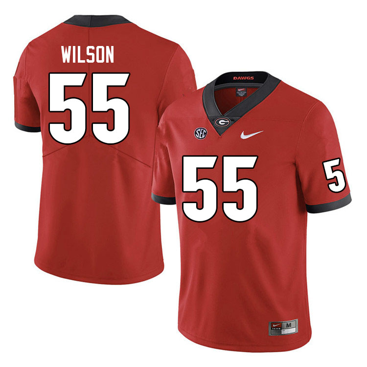 Men #55 Jared Wilson Georgia Bulldogs College Football Jerseys Sale-Red - Click Image to Close